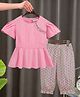 Mark & Mia Cotton Half Sleeves Floral Printed Top & Pant Set - Pink