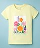 CUCUMBER Sinker Knit Half Sleeves Floral Printed Top - Yellow