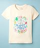 CUCUMBER Sinker Knit Half Sleeves Text Printed Top - Light Pink