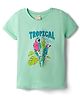 CUCUMBER Sinker Knit Half Sleeves Bird Printed Top - Mint