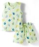 CUCUMBER Knitted Sleeveless Sports Theme Printed Tank T-Shirt & Shorts Set - Light Green