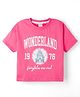 CUCUMBER Sinker Knit Half Sleeves Text Printed Top - Pink