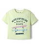 CUCUMBER Sinker Knit Half Sleeves Text & Skateboard Printed Top - Light Green