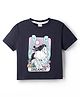 CUCUMBER Sinker Knit Half Sleeves Horse Printed Top - Charcoal Grey
