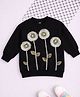 NAVKIYA G Fleece Knit Full Sleeves Glitter Embellished Floral Applique Detailed Winter Sweatshirt - Black