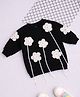 NAVKIYA G Fleece Knit Full Sleeves Pearl Embellished Floral Applique Detailed Winter Sweatshirt - Black