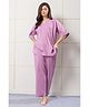 Piu Cotton Woven Half Sleeves Solid Maternity Night Suit Set - Pink