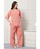 Piu Cotton Woven Half Sleeves Fish Printed Coordinating Maternity Night Suit Set - Orange