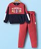 Pepito Fleece Knit Full Sleeves Winter Wear Sweatshirt & Lounge Pant Set With Text Print - Multicolor