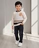 DOLLAR Cotton Blend Knit Full Sleeves Striped Have Fun Text Printed Winter Sweatshirt & Jeans Set - Beige