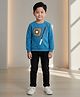 DOLLAR Cotton Blend Knit Full Sleeves Baseball Theme Printed Winter Sweatshirt & Pant Set - Blue