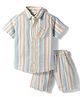 CUCUMBER Cotton Woven Half Sleeves Co-ords Shirt & Shorts Set with Stripes - Cream