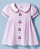 ToffyHouse Knit Half Sleeves Frock With Cherry Applique - Pink