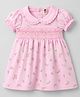 Toffyhouse Sinker Knit Half Sleeves Frock With Floral Print- Light Pink
