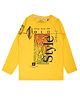 Yalzz Cotton Knit Full Sleeves Typography Printed Tee - Yellow