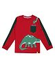 Yalzz Cotton Knit Full Sleeves Dinosaur Printed Tee - Red