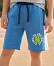 Pine Kids Looper Knit Knee Length Solid Colour Shorts with Text Print - Light Blue