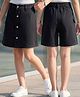 Pine Kids Cotton Elastane Woven Above Knee Length Solid Color Skirt - Black