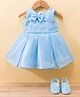 Bluebell T-issue Woven Sleeveless Party Dress with Bow Applique Sequin Detailing & Booties - Sky Blue