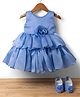 Bluebell T-issue Woven Sleeveless Solid Party Dress with Floral Applique & Booties - Blue