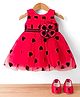 Bluebell Satin Woven Sleeveless Party Dress with Heart & Floral Applique - Red
