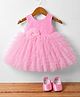 Bluebell Net Woven Sleeveless Party Dress with Floral Applique & Booties - Pink