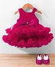 Bluebell Net Woven Sleeveless Party Dress with Booties & Bow Applique - Dark Red