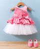Bluebell Net Woven Sleeveless Party Dress with Booties Bow Applique & Lace Detailing - Pink