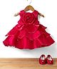 Bluebell T-Issue Woven Sleeveless Layered Dress & Booties With Floral Applique & Sequin Detailing - Dark Red
