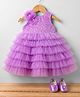 Bluebell Net Woven Sleeveless Party Dress with Floral Applique & Booties - Lavender