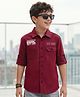 Pine Kids Cotton Woven Full Sleeves Shirt With New York Print - Maroon