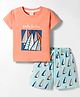 CUCUMBER Knit Half Sleeves T-Shirt & Shorts Set With Boat Print - Orange