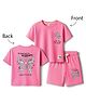 CUCUMBER Knit Half Sleeves T-Shirt & Shorts Night Suit With Front & Back Butterfly Print - Pink