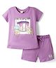 CUCUMBER Knitted Half Sleeves T-Shirt & Shorts Night Suit with Like a Fairy Tale Print - Purple