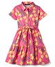 Pine Kids Cotton Woven One Piece Dresses/Frocks with Short Sleeves, Collar Neck, Floral Print Multi Color 6-7 Years