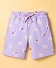 Pine Kids Looper Knit Knee Length Floral Printed Shorts  - Purple