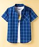 Pine Kids Viscose Woven Half Sleeves Checkered Shirt with Inner Tee - Blue