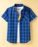 Pine Kids Viscose Woven Half Sleeves Checkered Shirt with Inner Tee - Blue