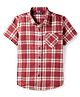 Pine Kids Cotton Woven Half Sleeves Checkered Shirt - Red