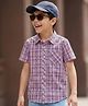 Pine Kids Cotton Woven Half Sleeves Checkered Shirt - Purple