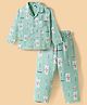 Teddy Sinker Knit Full Sleeves Shirt & Pyjama Co-ord Night Suit With Polar Bear Print - Green