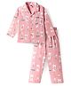 Teddy Sinker Knit Full Sleeves Shirt & Pyjama Co-ord Night Suit With Boat Print - Pink