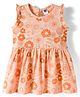 Teddy Sinker Knit Sleeveless Floral Printed Frock - Orange