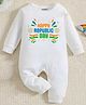 KNITROOT Cotton Knit Republic Day Theme Full Sleeves Happy Republic Day Text Printed Romper - White