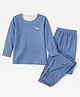 Butterthief Spandex Knit Full Sleeves Rocking Horse Printed Winter Thermal Set - Blue