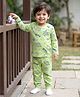 Babyhug Cotton Knit Full Sleeves T-Shirt & Pyjama Co-ord Night Suit With Space Theme Print - Green