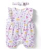 Babyhug Select 100% Cotton Knit Frill Sleeves Romper with Floral Print & Hairband - White