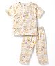 ToffyHouse Single Jersey Knit Half Sleeves Sheep Printed Co-Ords T-Shirt & Pyjama Night Suit - OffWhite
