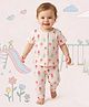 ToffyHouse Single Jersey Knit Half Sleeves Ice Cream Printed Co-Ords T-Shirt & Pyjama Night Suit - Multicolor