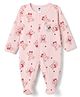 ToffyHouse Single Jersey Knit Full Sleeves Footed Sleepsuit With Bear Print - Pink